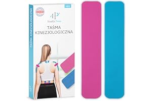 Health Press® Paski Kinesiotape – 50 Sztuk Niebieski + Różowy (25cm x 5cm) Wstępnie Przycięta Taśma Kinezjologiczna | Taśma Fizjoterapeutyczna i Sportowa | Wodoodporna i Elastyczna