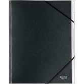 Leitz A4 Card Divider Folder with Integrated Index with 6 Compartments - Black | Cierre con banda el&aacute;stica; para el trabajo,