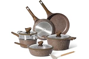 JUST PERFECTO HOUSEHOLD APPLIANCES Batteria di Cucina Antiaderente 18 Pezzi – Set di Padelle e Pentole con Manico Amovibile – Compatibile con Tutti i Fuochi Inclusa Induzione – Rivestimento Antiaderente Senza PFOA (Nero)