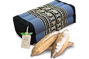 Livasia | Coussin de Méditation en Kapok | Bolster de Yoga | 33 x 19 x 12 cm | Coussin de Soutien Rectangulaire | Asanas