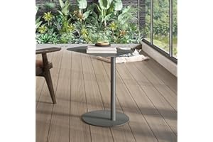 [en.casa] Tavolino Laterale da Divano Tavolino in Metallo uso Esterno e Interno Tavolo Consolle con Piano di Appoggio Trapezoidale - Grigio Opaco