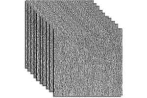 YESUITME 20PCS Carpet Tiles 5m2 Box Heavy Duty Carpet Floor Tiles Non-Slip Interior Floor Tiles 50X50cm for Flooring Home Office Living Room Bedroom Commercial Apartment (Gray)
