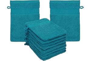Betz Lot de 10 Gants de Toilette Palermo 100% Coton Taille 16x21 cm Couleur pétrole