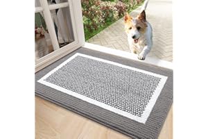 Homaxy Door Mats Indoor, 50 X 80 cm, Non Slip Dirt Trapper Machine Washable Soft Doormats, Super Absorbent Floor Mat for Front Back Door, Pets and Dogs, Grey