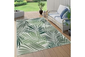 ‎PACO HOME Paco Home Outdoor Teppich Wetterfest Flur Balkon Palmen Dschungel Florales Boho Muster Grün, Grösse:80x150 cm, Farbe:Grün
