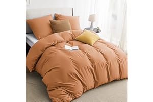 BEDSURE Pościel 200 x 200 cm, 3-częściowa, pomarańczowa, 1 poszwa na kołdrę 200 x 200 cm, 2 poszewki na poduszkę 80 x 80 cm, Öko-Tex, poliester, mikrofibra z zamkiem błyskawicznym