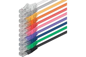 1aTTack.de 1m Cavo di Rete 10 colori - Cat.6 Ethernet Gigabit Lan RJ45 10 100 1000 Mbit s - Cavo Patch UTP compatibile con Cat.5 Cat.5e Cat.7 Cat.8-10 colori - 1m