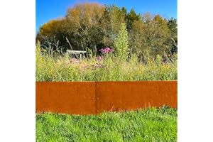 RoRi Bordure de pelouse en Acier Cortenstahl XL 47 de Hauteur - Dessus Arrondi - 4m (4 x 1 m) - Pliage des Bordures de pelouse - DIY Lawn Edging - Clôture pour vergers Marron