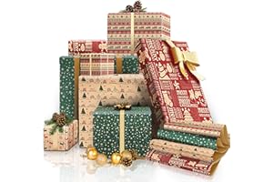 BSEICAL Carta Kraft Regalo Natale Vintage 10 Fogli A, Riciclata, Kit Pacchi Decorazioni Natalizi per Feste Compleanno (50×70cm)