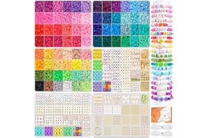 TULADUO 72 Colors Clay Beads for Bracelet Making Kit, Flat Round Polymer Clay Beads, Heishi Beads for Jewelry Making with Pendant Charms Kit