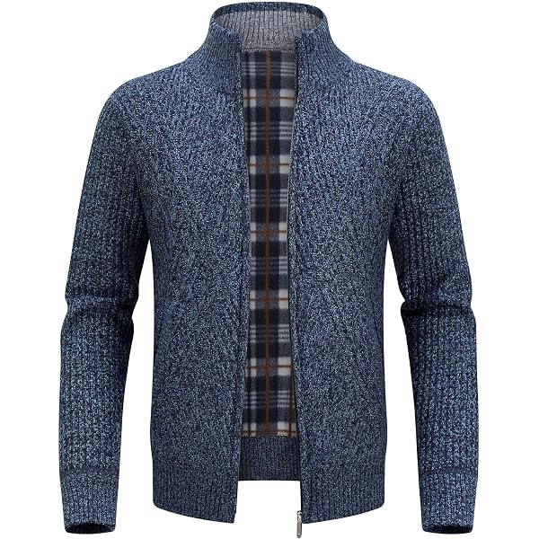 Cardigan Homme PJ PAUL JONES - Col Montant, Fermeture éclair Cuir, Torsadé Chaud (automne/hiver)