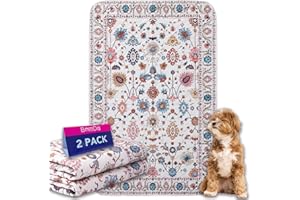 BOMDA Tapis Éducateur pour Chien Lavable Réutilisable, Lot de 2 Tapis Propreté Ultra Absorbants pour Animaux, Lavable, Antidérapant, Convient aux Chiens, Chats, Lapins (Pattern 3, 61x91.5cm)