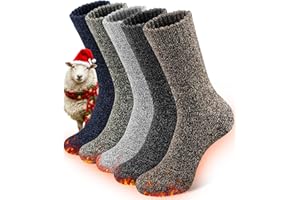 SIHOHAN Merino Wool Socks Mens Thermal Socks 5 Pairs Extra Warm Breathable Hiking Winter Sock for Outdoor Ski Sports