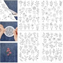 Stabilisateurs De Broderie Lavables - 4 Feuilles Motifs Noël (Père Noël, Flocons...) Pour Tissu