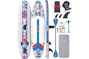 ZLX 320 CM Planche de Paddle Gonflable avec Accessoires Sup Premium pour Tous Niveaux Enfants et Adultes Large et Stable Pont antidérapant Pagaie réglable Ajustable,Laisse et Sac