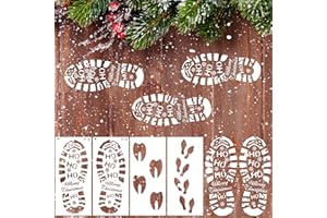 Clabby Weihnachten Weihnachtsmann Fußabdruck 4 Stücke Weihnachtsmann Fußabdrücke Schablone Wiederverwendbare Weihnachtsmann Stiefel Drucke Rentier Elf Fußabdruck Schablone Feiertag Schablonen