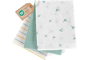 ‎LALOONA BABY BEDDING LaLoona Mullwindeln 3er Pack 70x70 cm - 3 Stück weiche Mulltücher & Spucktücher, Oeko-TEX® Standard 100 geprüfte Baby Stoffwindeln bunt aus 100% Baumwolle (Mint)