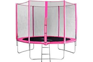 SixBros. SixJump Trampoline de Jardin 3,05m – Trampoline de Jardin Enfants, Trampoline - Extérieur, Set-Complet Échelle, Filet de sécurité & Tour de Protection, Rose, TP305/1694