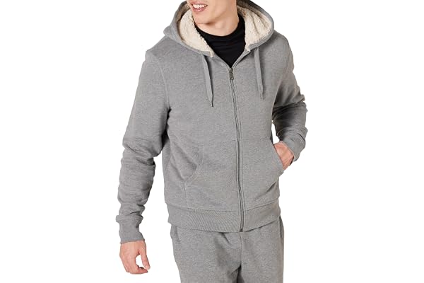 Amazon Essentials Sweat à Capuche avec Fermeture Éclair intégrale et Doublure en Polaire Sherpa Homme