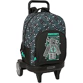MINECRAFT SCREEN - Large Backpack with Wheels, Compact Evolution, Removable, Ideal for Children of Different Ages, Comfortabl