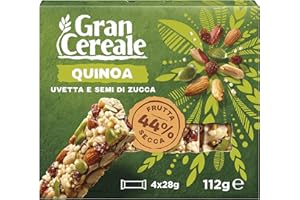 Gran Cereale, Snack Barrette con Frutta Secca, Uvetta, Semi di Zucca e Quinoa Soffiata, 4 Barrette, 112 g
