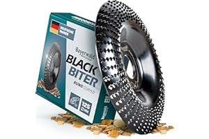 BAYERWALD WERKZEUGE Bayerwald Black Biter - Disco de escofina curvado, diámetro 125 mm x 22,2 mm, lijado rápido y grueso de madera y materiales de madera, para amoladora angular