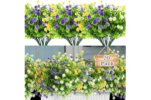 ALAGIRLS Sztuczne kwiaty, 20 sztuk, sztuczne rośliny, na zewnątrz, dekoracja do ogrodu, na wesele, do użytku na zewnątrz, BHZ20 szt