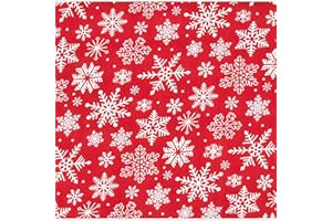 UK FABRICS ONLINE Christmas Snowflakes Poly-Cotton Fabric by The Metre for Sewing Decorations Patchwork Embroidery Fat-Quarters Material W112CM - (Red, 1 Metre)