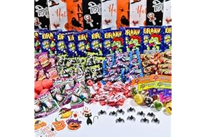 GENÉRICO NEVALÜ Pack Halloween 100 Chuches + 10 Bolsas + 10 Pegatinas + 10 Arañas de Juguete. Surtido Envuelto Individualmente.