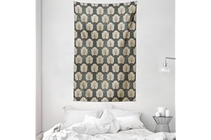 ABAKUHAUS Floreale Arazzo, Art Nouveau Poppies, Decorazione murale in Tessuto per Camera da Letto, Soggiorno, dormitorio, 140 x 230 cm, Tan Grey Vermilion