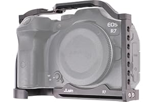 EOS R7 Cage, Hersmay Aluminium Kamerakäfig Camera Cage für Canon EOS R7 spiegellose Kameras, Vlogging Video Dreharbeiten Filmmaking Rig Stabilizer mit 1/4" Befestigung und 3/8" Arri Aufnahmebohrung