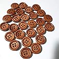 MajorCrafts® 44pcs 15mm 4 Holes Sewing Round Wood Buttons Craft Embellishments (Walnut Brown)