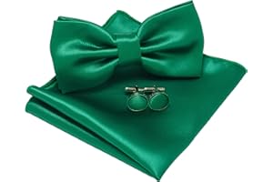 JEMYGINS Papillon Uomo Regolabile in Diversi Colori con Fazzoletto e Gemelli