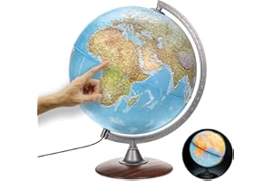 ‎ORBIT GLOBES & MAPS ORBIT Globes & Maps - Leuchtglobus - 30cm Globus mit Holzfuß, Kartenbild 2025 physikalisch/politisch mit LED Leuchte, aktuelles deutsches Kartenbild