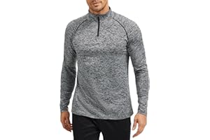 AMZSPORT Herren Laufshirt 1/4 Reißverschlus Langarm Funktionsshirt Sportshirt für Gym Fitness Training