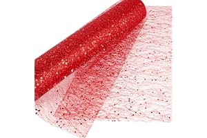 BHGT 10metros Rollo Tul Tela Tul Rojo Carrete Tulle Ancho 30cm Decoración Hogar Boda Navidad Fiesta Manualidades Envolver Regalos Cinta Lazos (Rojo)
