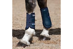 Masta Air-Flux Horse Brushing Boots - Training Neoprene Protective Wrap Boot for Horses with 3D AirMesh - Soft & Comfort Extremely Lightweight Legs Protectors - Set of 2 - Navy Blue, Size Cob