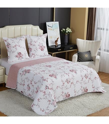 Couvre Lit 2 Personnes 240x260 Couvre-lit Boutis 240x260 C'est La Vie Et 2 Taies SOLEIL D OCRE Pas Couette Légère Sans Remplissage