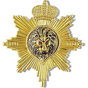 Mahi Crown and Roaring Lion-Shaped Wedding Brooch/Lapel Pin for Men (BP1101182G)