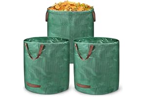 NAIZY Worek ogrodowy, 3 x 272 l, stabilny worek na odpady ogrodowe, z polipropylenu, 150 g/m², z uchwytami, worek na liście, odporny na rozerwanie, wielokrotnego użytku, wielofunkcyjne worki na liście, 3 sztuki