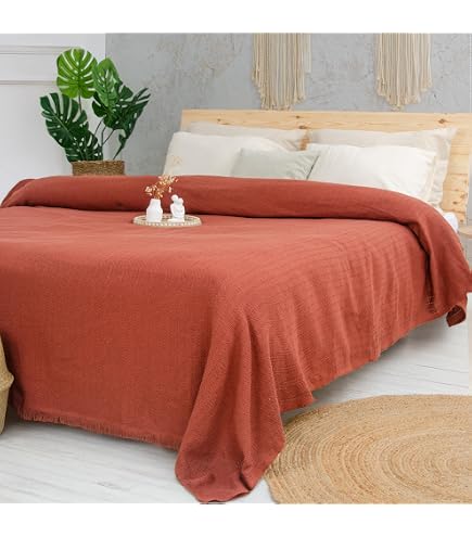 Boutis matelassé coton, Scenario - Vieux rose - 230 x 250 cm | Leroy Merlin