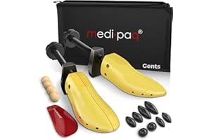 Medipaq - Set of 2 Premium Plastic Shoe Trees for Men with Cedar Balls and Drawstring Bag (UK Size 7-12) - Shoe Stretchers Mens UK Brand - Shoe Stretchers for Wide Feet - Shoe Shape Holder