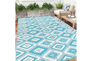 Enyhom Groß Außenteppich 180 x 270 cm, Robuster Flachgewebe Kunststoff Picknickdecke, Wendbarer UV-beständige Campingmatte, Wasserdicht Farbecht Balkonteppich für Outdoor RV Camping Terrassen Garten