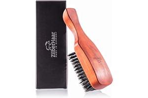 ZilberHaar - Major Hair & Beard Brush for Men - Soft Boar Bristles and Pearwood - Massages and Exfoliates Skin and Scalp - Ideal Men's Grooming Accessory - Made in Germany