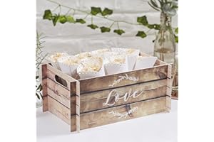 Ginger Ray Wooden Effect Card Crate Box Ideal For Weddings & Parties Beautiful Botanics, Brown
