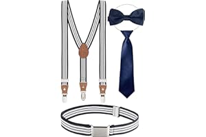 BomGuard Set di 4, 1-8 anni, bretelle per bambini con papillon, cravatta, cintura ragazzo