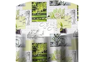 ‎DECOHOMETEXTIL HEIMTEXTILMANUFAKTUR Wachstuchtischdecke Wachstuch Tischdecke Gartentischdecke Rund Oval Bambou Zen Rund 90 cm abwaschbare Wachstischdecke