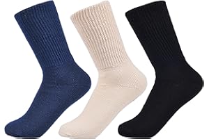 Laulax Ladies 3 Pairs Loose Top Gentle Grip Diabetic Cotton Socks, Size UK 4-7 / Europe 36-41
