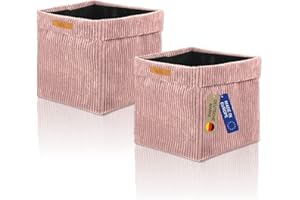 Lycce Kallax Boxen Cord 2er Set| Kallax Einsatz 33 x 33 x H31 cm | Aufbewahrungsbox mit entfernbarem Cord-Bezug passend für Kallax Regal | faltbare Ordnungsboxen aus Spannvlies | powder rosa