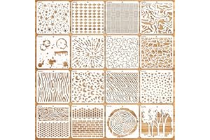 OOTSR 16Pcs Plantillas de Dibujos para Pintar, 15x15cm Plantillas para Pintar Paredes, Stencil Plantillas Reutilizables para Pintar Sobre Madera, Suelo, Muebles, Decoración de Paredes